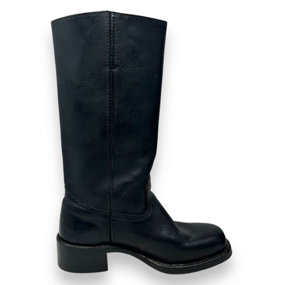 FRYE Campus Leather Stacked Heel Riding Boots Black 9.5 Women’s - Picture 7 of 13